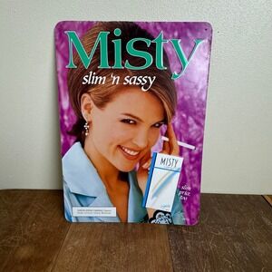 Vintage 1995 Misty Slim n Sassy Cigarette Metal Advertising Sign 20x14 90s Retro
